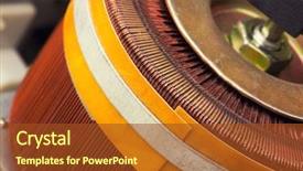  Presentation with electrical transformer - Audience pleasing slide set consisting of closeup of copper inductor backdrop and a tawny brown colored foreground