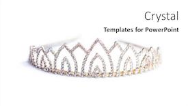  Presentation with gems - PPT theme having beauty pageant - closeup of crown decorated background and a white colored foreground
