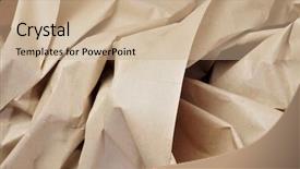  Presentation with paper - PPT theme enhanced with closeup of crumpled kraft paper background and a coral colored foreground