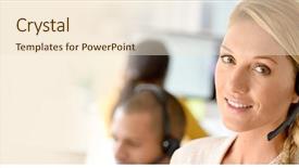  Presentation with excellent customer service - Slide set consisting of closeup of customer service manager background and a lemonade colored foreground