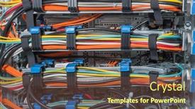  Presentation with data center - Presentation theme with closeup-of-data-center-hardware background and a tawny brown colored foreground