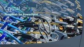  Presentation with hardware - Slide deck featuring closeup of data center hardware - rear side of storage server background and a ocean colored foreground