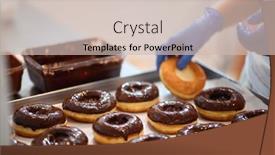  Presentation with donuts - Audience pleasing presentation theme consisting of closeup-of-delicious-donuts-ready backdrop and a soft green colored foreground