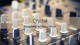  Presentation with controller - Colorful slides enhanced with closeup of dj controller with selective focus backdrop and a mint green colored foreground