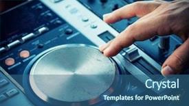  Presentation with controller - Presentation having consoling hands - closeup of dj hand background and a ocean colored foreground