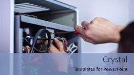  Presentation with fuse - PPT layouts having closeup-of-electrician-engineer-working background and a light blue colored foreground