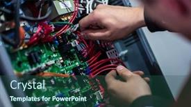  Presentation with electric cable - Cool new PPT layouts with closeup-of-electrician-engineer-working backdrop and a ocean colored foreground