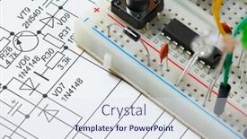  Presentation with digital circuits - Beautiful presentation design featuring closeup of electronic component unit part radio equipment and digital microchip - diy kit for learning training and development of electric circuits backdrop and a sky blue colored foreground