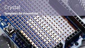  Presentation with digital circuits - PPT layouts featuring closeup of electronic component unit part radio equipment and digital microchip - diy kit for learning training and development of electric circuits background and a gray colored foreground