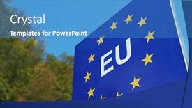  Presentation with european union - Slide deck enhanced with closeup-of-european-eu-road background and a teal colored foreground