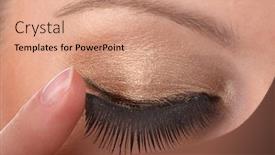  Presentation with female - Beautiful PPT theme featuring closeup-of-female-applying-fake backdrop and a coral colored foreground