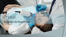  Presentation with scanner - Presentation theme consisting of closeup-of-female-patient background and a light blue colored foreground