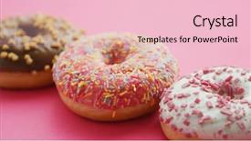  Presentation with sprinkles - Colorful PPT layouts enhanced with closeup of few sweet doughnuts backdrop and a lemonade colored foreground