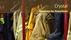  Presentation with fire station - Amazing slide set having closeup-of-firefighter-gear backdrop and a tawny brown colored foreground