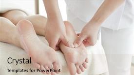  Presentation with foot massage - Beautiful theme featuring closeup of foot receiving massage backdrop and a soft green colored foreground
