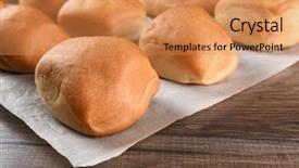  Presentation with parchment paper - Presentation design with closeup of fresh baked dinner rolls on a sheet of parchment paper background and a coral colored foreground