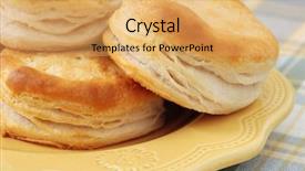  Presentation with breakfast biscuits - Slides with closeup of freshly baked biscuits background and a yellow colored foreground