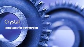  Presentation with mechanism - Slides featuring closeup of gears industrial mechanism background and a teal colored foreground