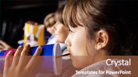 Presentation with movie theater - Slide set enhanced with closeup of girl drinking cola background and a red colored foreground