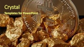  Presentation with gold nugget - PPT layouts with closeup of gold bitcoin coin background and a tawny brown colored foreground