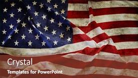  Presentation with american flag - PPT theme featuring closeup-of-grunge-american-flag background and a tawny brown colored foreground