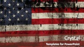 Presentation with american flag - Colorful slide deck enhanced with closeup of grunge american flag backdrop and a tawny brown colored foreground