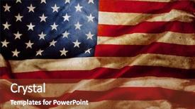  Presentation with american flag - Colorful presentation design enhanced with closeup of grunge american flag backdrop and a tawny brown colored foreground