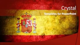  Presentation with spanish - Slide deck with closeup-of-grunge-spanish-flag background and a crimson colored foreground