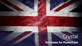  Presentation with union jack flag - PPT theme consisting of closeup-of-grunge-union-jack background and a navy blue colored foreground
