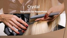  Presentation with haircut - Slide deck featuring closeup of hairdresser doing haircut background and a coral colored foreground