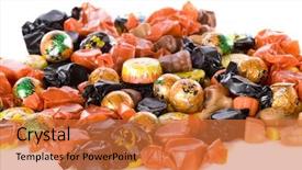  Presentation with halloween candy - PPT layouts enhanced with closeup of halloween candy -- mostly background and a red colored foreground