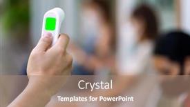  Presentation with wait - Cool new slide deck with closeup-of-hand-hold-thermometer backdrop and a coral colored foreground