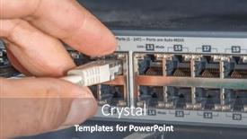  Presentation with network cable - Slide set enhanced with closeup-of-hand-of-administrator background and a dark gray colored foreground