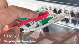  Presentation with network cable - Amazing theme having closeup-of-hand-of-network backdrop and a coral colored foreground