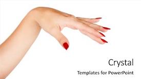  Presentation with nails manicure - Presentation design featuring young woman with long red background and a white colored foreground