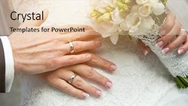  Presentation with wedding rings - Slide set featuring closeup of hands of bride background and a lemonade colored foreground