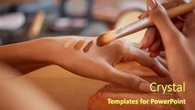  Presentation with beauty makeup - Slide set with closeup-of-hands-of-woman background and a tawny brown colored foreground