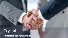  Presentation with partners - Slides enhanced with closeup-of-handshake-of-business background and a tawny brown colored foreground