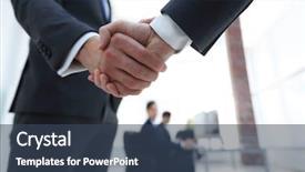  Presentation with handshake - Beautiful slide set featuring closeup of handshake of business backdrop and a ocean colored foreground