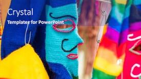  Presentation with fancy - Slides with closeup of hanging fancy blue mask background and a navy blue colored foreground