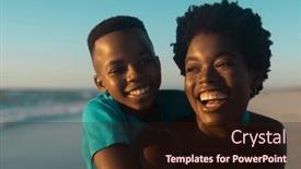  Presentation with african sunset - Slides with closeup-of-happy-african-american background and a wine colored foreground