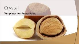  Presentation with hazelnuts - Theme consisting of closeup of hazelnuts isolated on the white background background and a lemonade colored foreground