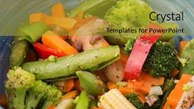  Presentation with herbs blue - Slides enhanced with closeup of healthy steamed vegetables in a blue bowl with herbs background and a gold colored foreground