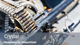  Presentation with helicopter - Audience pleasing presentation design consisting of closeup of helicopter machine gun backdrop and a gray colored foreground