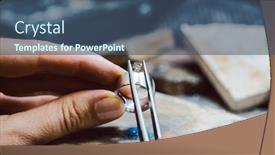  Presentation with stone - Beautiful presentation theme featuring closeup-of-jeweler-setting backdrop and a ocean colored foreground