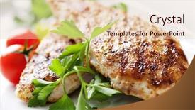  Presentation with grilled chicken - Colorful PPT layouts enhanced with closeup of juicy grilled chicken backdrop and a lemonade colored foreground