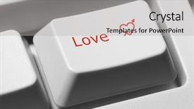  Presentation with red heart key - Colorful PPT layouts enhanced with closeup of keyboard key with text love and red heart backdrop and a light gray colored foreground
