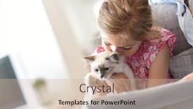  Presentation with kitten - Slide deck consisting of closeup-of-little-girl-cuddling background and a soft green colored foreground