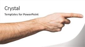  Presentation with of a helping hand - Amazing presentation theme having closeup of male hand pointing backdrop and a white colored foreground