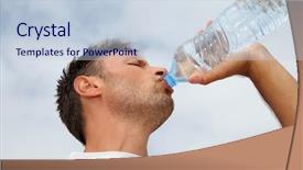  Presentation with bottle water - Colorful slide set enhanced with closeup of man drinking water backdrop and a lemonade colored foreground